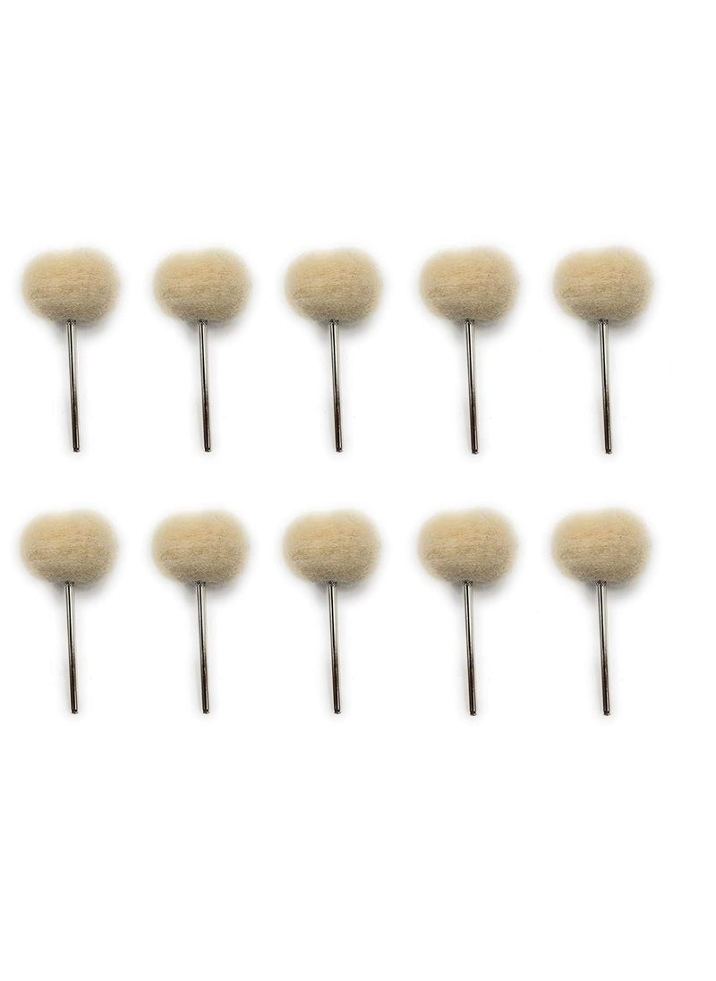 Fozti Fozti Mounted Felt Buff Cotton Wool 10pcs for PolishingBuffingCleaning for Dremel Rotary Tool Micro Hand Motor Polishing Motor for Jewellery Making Watchmaking Model Making Hobby Craft 