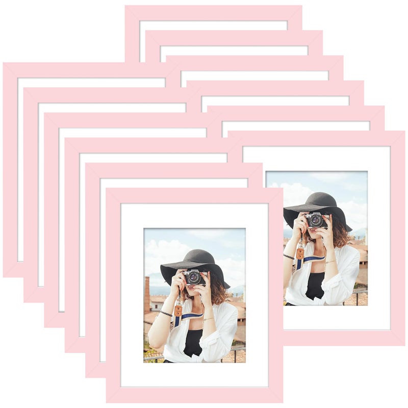 Picrit 12x16 Picture Frame Set of 12  Display 8.5x11 with Mat or 12x16 Without Mat  Photo Frames for Wall Mounting Display  Pink - Image 1
