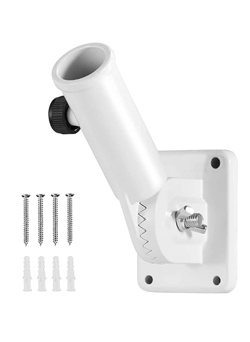 Excefore Flag Pole Bracket, Flag Pole Bracket for Outside House Heavy Duty Aluminum Alloy, 180° Adjustable Multi Positions, Rust Free, asy to Adjust Angle and Orientation (White) - Image 1