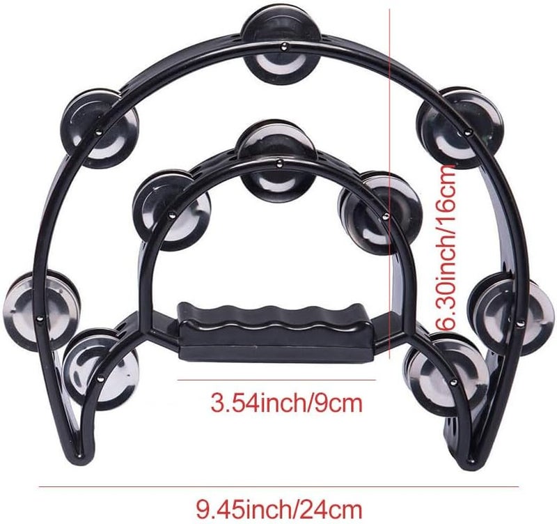 Helweet Tambourine, Half Moon Hand Tambourine, Half Moon Shape Bell Ring, Half Moon Tambourine, Double Row Jingles Tambourine, Half Moon Tambourine, for Dance Party Games Church Singing Accompaniment - Image 2