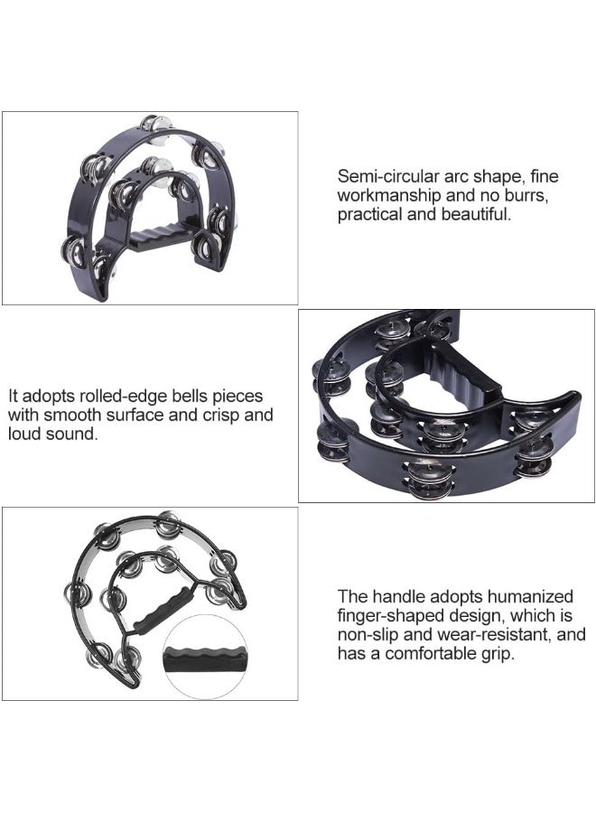 Helweet Tambourine, Half Moon Hand Tambourine, Half Moon Shape Bell Ring, Half Moon Tambourine, Double Row Jingles Tambourine, Half Moon Tambourine, for Dance Party Games Church Singing Accompaniment - Image 3
