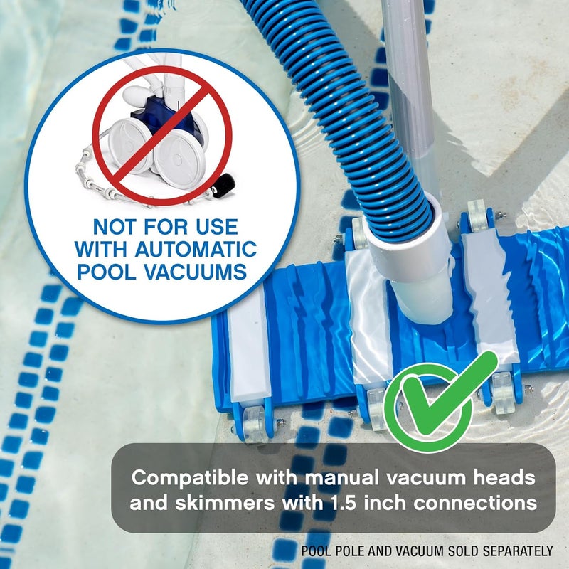 Poolmaster Manual Pool Vacuum Hose, 30 Ft x 1-1/2” for Inground & Above Ground Pools, Not for Automatic Cleaners, Kink-Free, Heavy Duty Pool Cleaner Hose with Swivel Cuff – Made in USA - Image 2