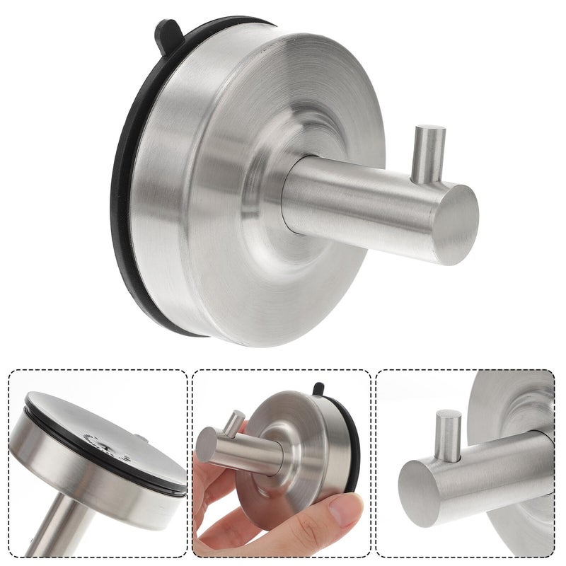 Stainless Steel Suction Cup Hooks 2pcs Set for Shower Towel Holder Bathroom Wall - Image 4