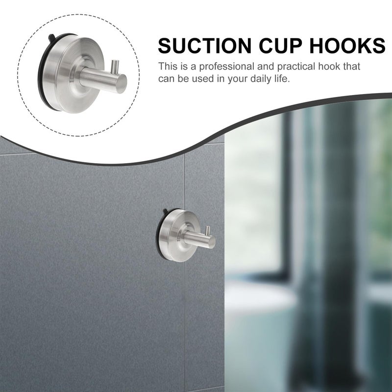 Stainless Steel Suction Cup Hooks 2pcs Set for Shower Towel Holder Bathroom Wall - Image 5