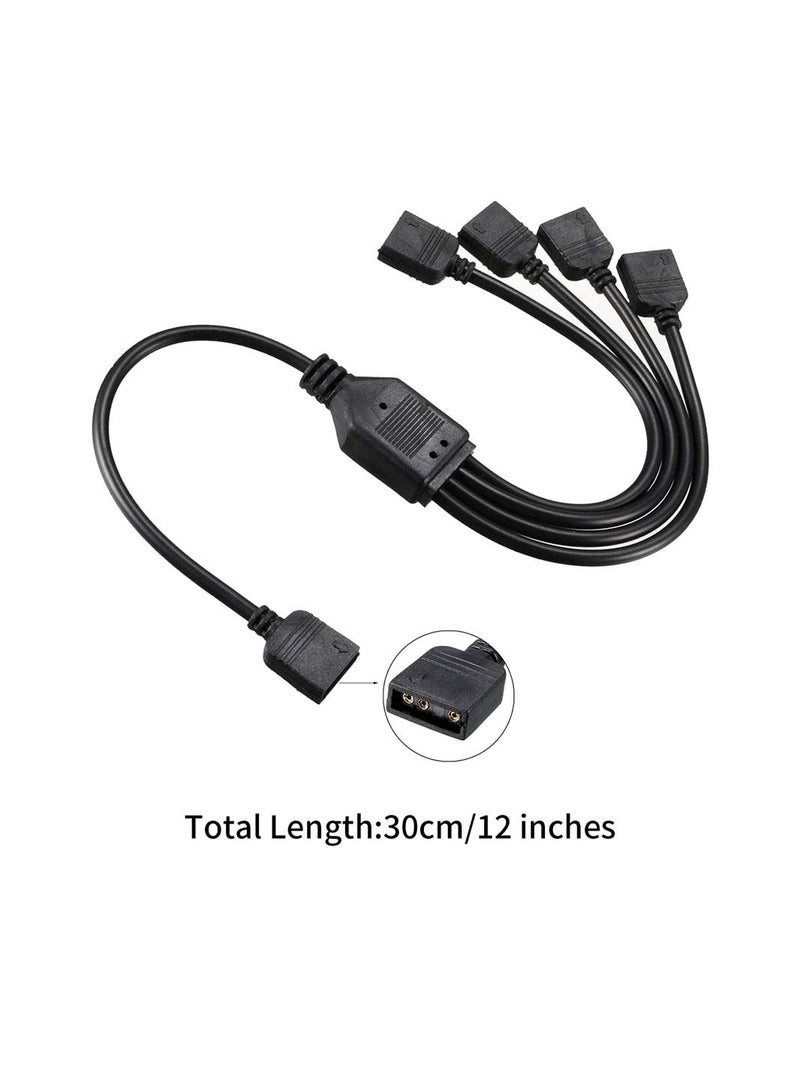 Captaintech 2 Pack ARGB Splitter Extension Cable 5V 3Pin Addressable RGB 1 to 4 Splitter Cable Y-Shaped Fan and Pc Led Strip Extension Cable LED Strip and ARGB Fan Connector 53ARGB - Image 3