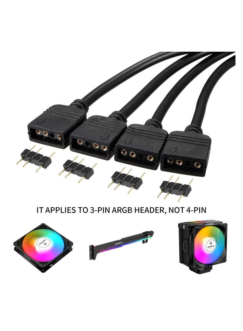 Captaintech 2 Pack ARGB Splitter Extension Cable 5V 3Pin Addressable RGB 1 to 4 Splitter Cable Y-Shaped Fan and Pc Led Strip Extension Cable LED Strip and ARGB Fan Connector 53ARGB - Image 5