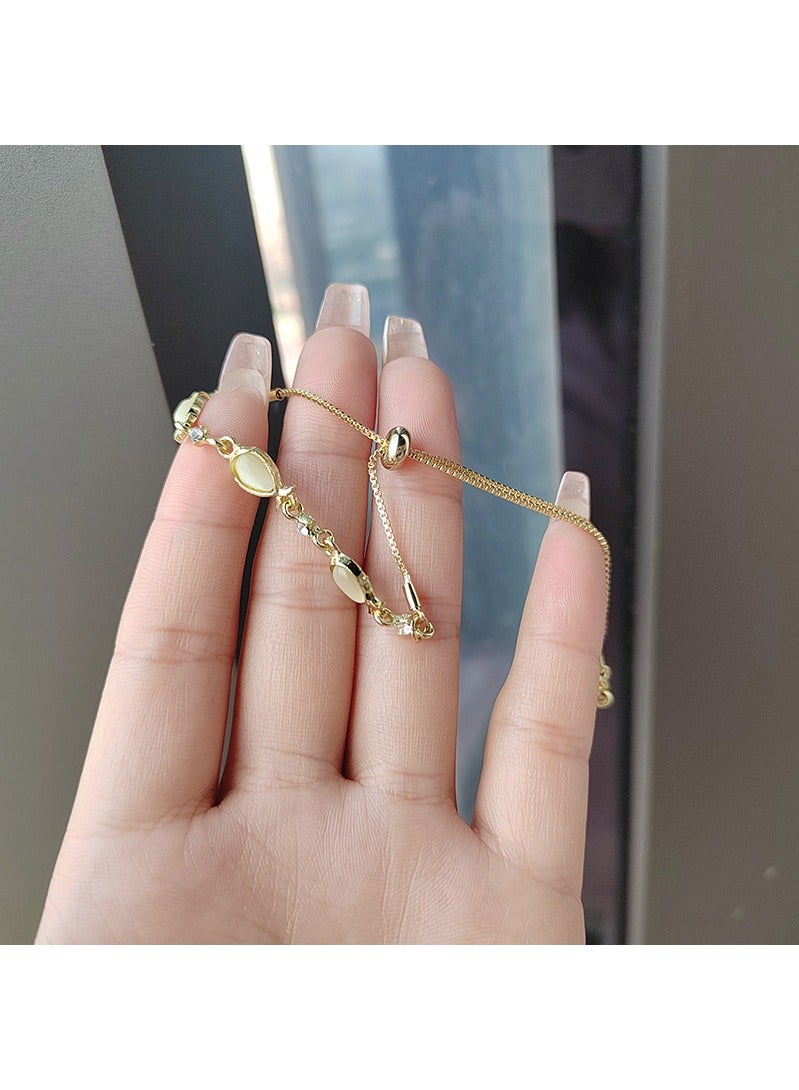 Fashion Gold Plated Bracelets for Women, Simulated Crystals Bracelets with Length-adjustable buckle - Image 4