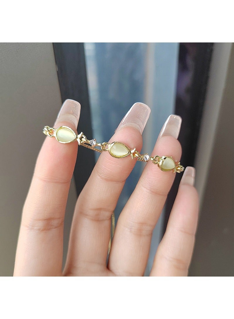 Fashion Gold Plated Bracelets for Women, Simulated Crystals Bracelets with Length-adjustable buckle - Image 3