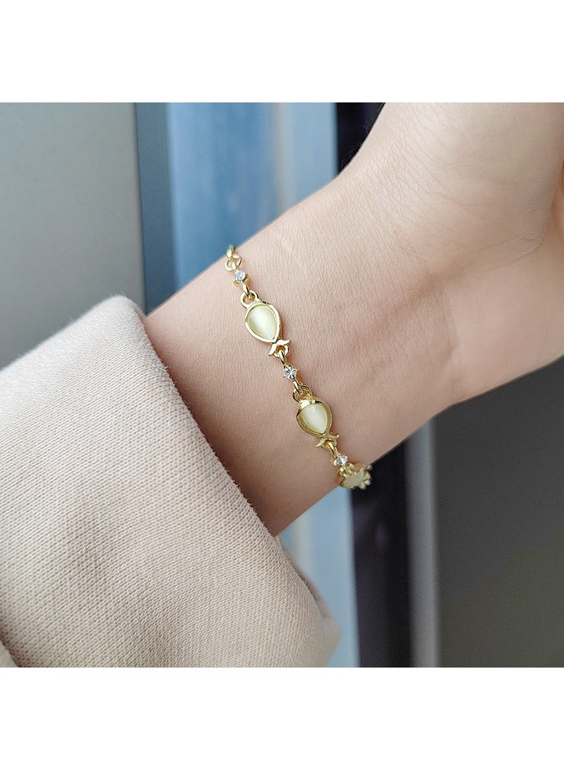 Fashion Gold Plated Bracelets for Women, Simulated Crystals Bracelets with Length-adjustable buckle - Image 5