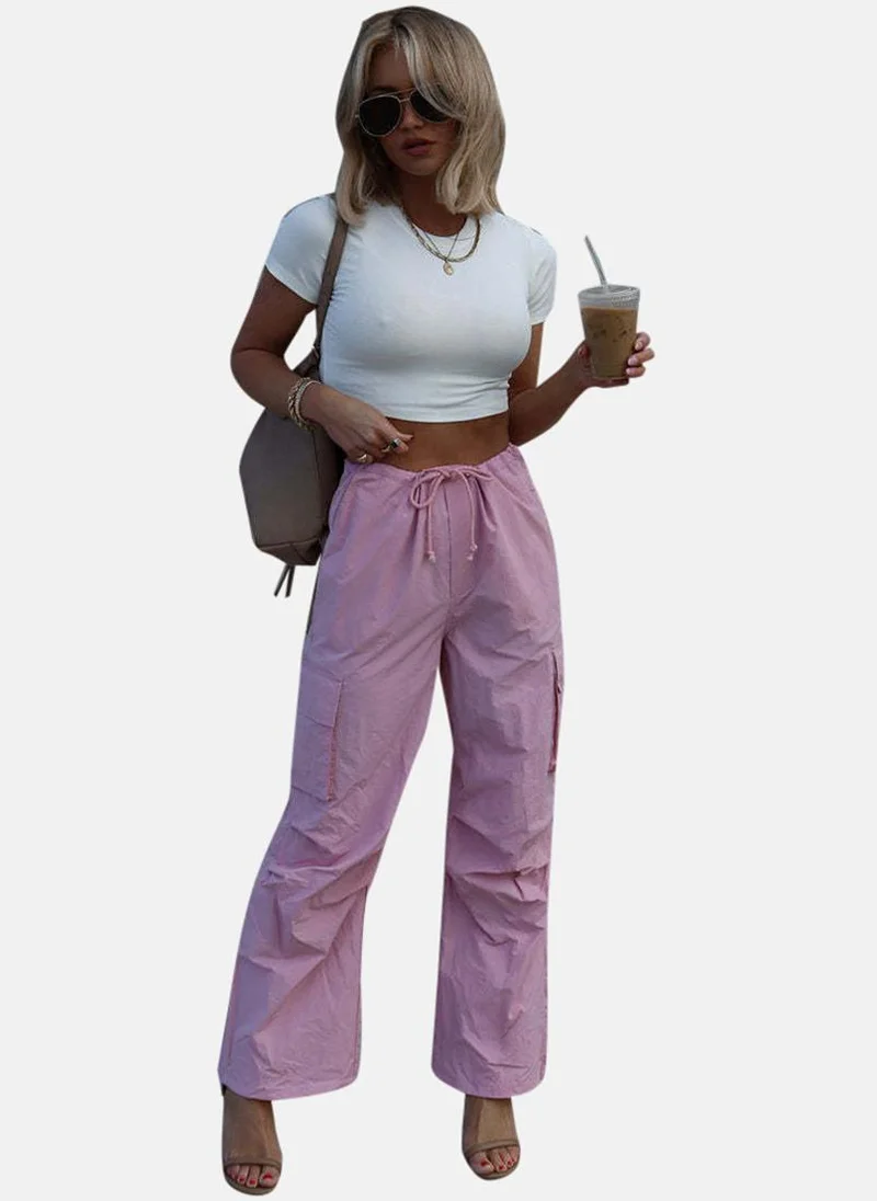 يونيكي Pink High Rise Straight Fit Trousers