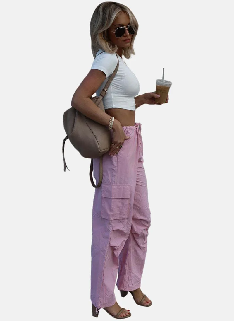يونيكي Pink High Rise Straight Fit Trousers
