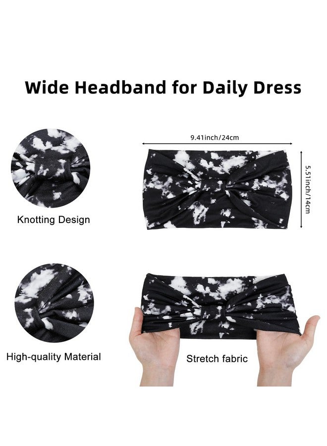 Tie Dye Headbands For Women Wide Head Wraps Boho Thick Hairbands Large African Sport Yoga Turban Headband Hair Accessories (Pack Of 4)