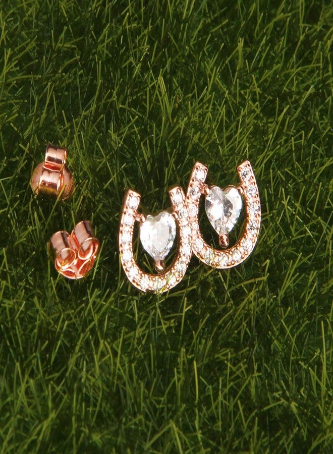 AKTAP Horseshoe Stud Earrings for Fashion Jewelry Crystal Cubic Zirconia Earrings - Image 4