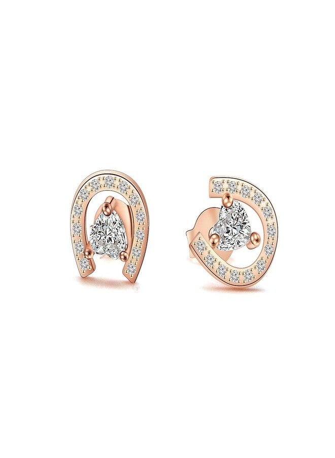 AKTAP Horseshoe Stud Earrings for Fashion Jewelry Crystal Cubic Zirconia Earrings - Image 2