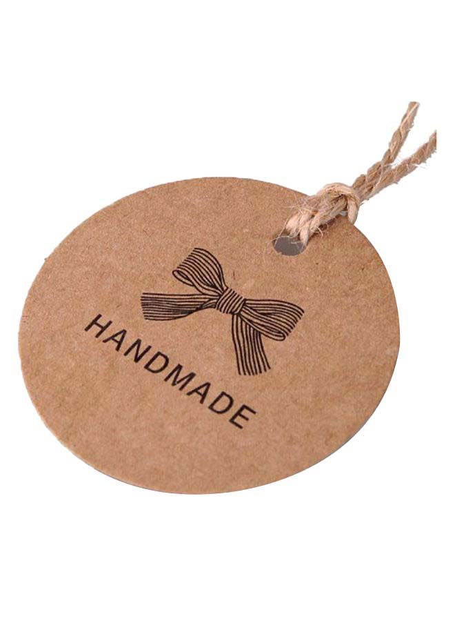 إسكدنيا طقم بطاقات هدايا دائرية مصنوعة يدويا من ورق الكرافت مكون 100 قطعة بني/أسود - Image 1