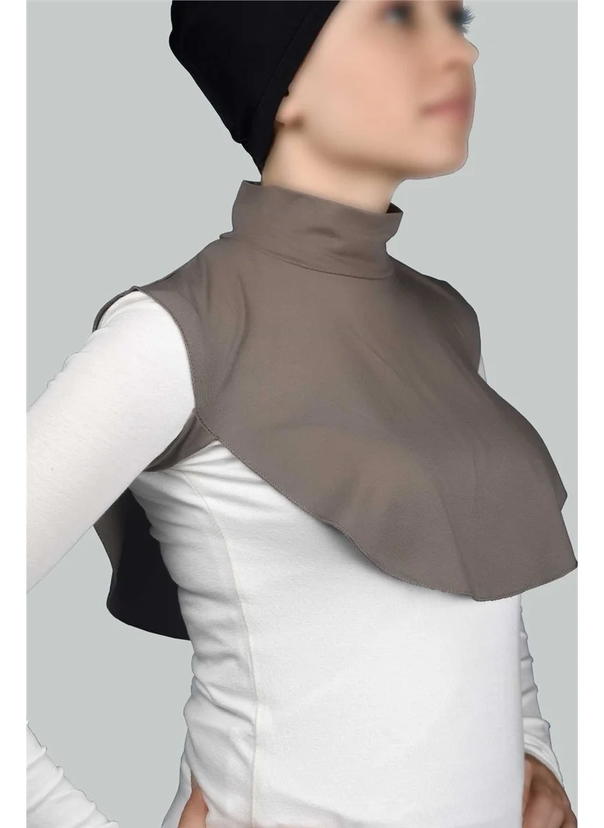 التوبة Plain Turtleneck Turtleneck Combed Cotton Hijab Neck Collar - Dark Mink