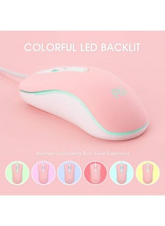 RII Wired Mouse Usb Computer Mousergb Optical 1600 Dpi Office Mice For Pccomputerlaptopdesktopwindowschromebook (Pink)  - Image 4
