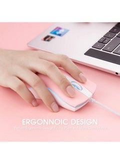 RII Wired Mouse Usb Computer Mousergb Optical 1600 Dpi Office Mice For Pccomputerlaptopdesktopwindowschromebook (Pink)  - Image 5