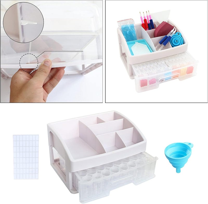 klarakoStorage Containers Individual Organizer Case Clear Plastic with Drawer Box for Diamond Painting Art Desktop Embroidery Jewelry Beads klarako48 Round Bottle, One layer - Image 5