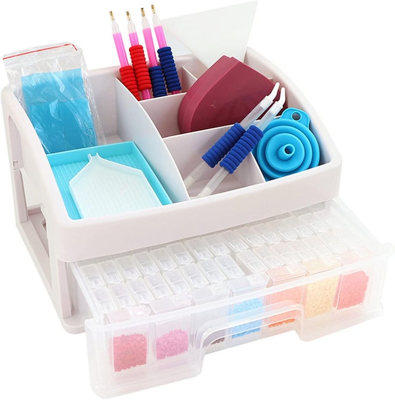 klarakoStorage Containers Individual Organizer Case Clear Plastic with Drawer Box for Diamond Painting Art Desktop Embroidery Jewelry Beads klarako48 Round Bottle, One layer - Image 2