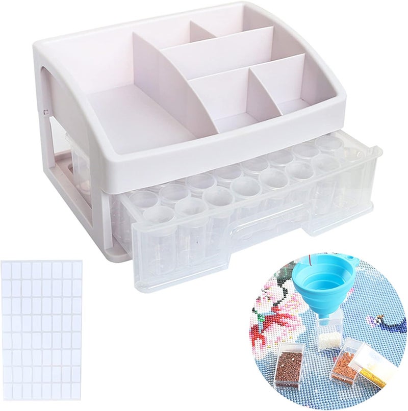 klarakoStorage Containers Individual Organizer Case Clear Plastic with Drawer Box for Diamond Painting Art Desktop Embroidery Jewelry Beads klarako48 Round Bottle, One layer - Image 4