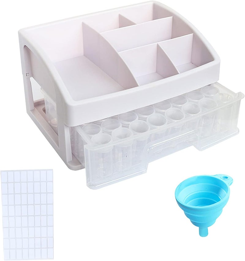 klarakoStorage Containers Individual Organizer Case Clear Plastic with Drawer Box for Diamond Painting Art Desktop Embroidery Jewelry Beads klarako48 Round Bottle, One layer - Image 1