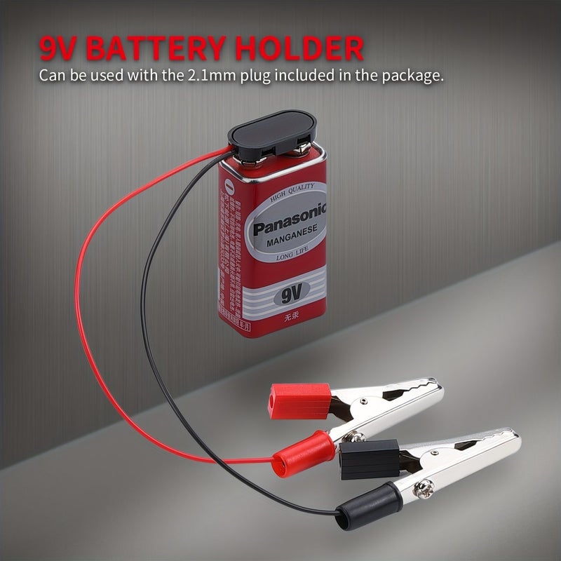 10pcs 9V Battery Snap Clip Connector with Alligator Clips and DC Power Plug - Image 2