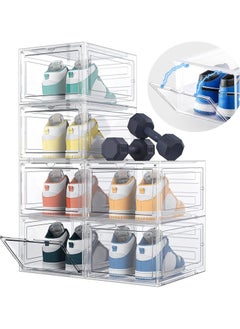 Arabest 6 Pack Shoe Storage Boxes, Stackable Shoe Box with Lids, Hard Plastic Shoe Organizer for Closet, Entryway, Bathroom & Home Decor  - Image 1