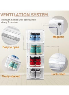 Arabest 6 Pack Shoe Storage Boxes, Stackable Shoe Box with Lids, Hard Plastic Shoe Organizer for Closet, Entryway, Bathroom & Home Decor  - Image 4