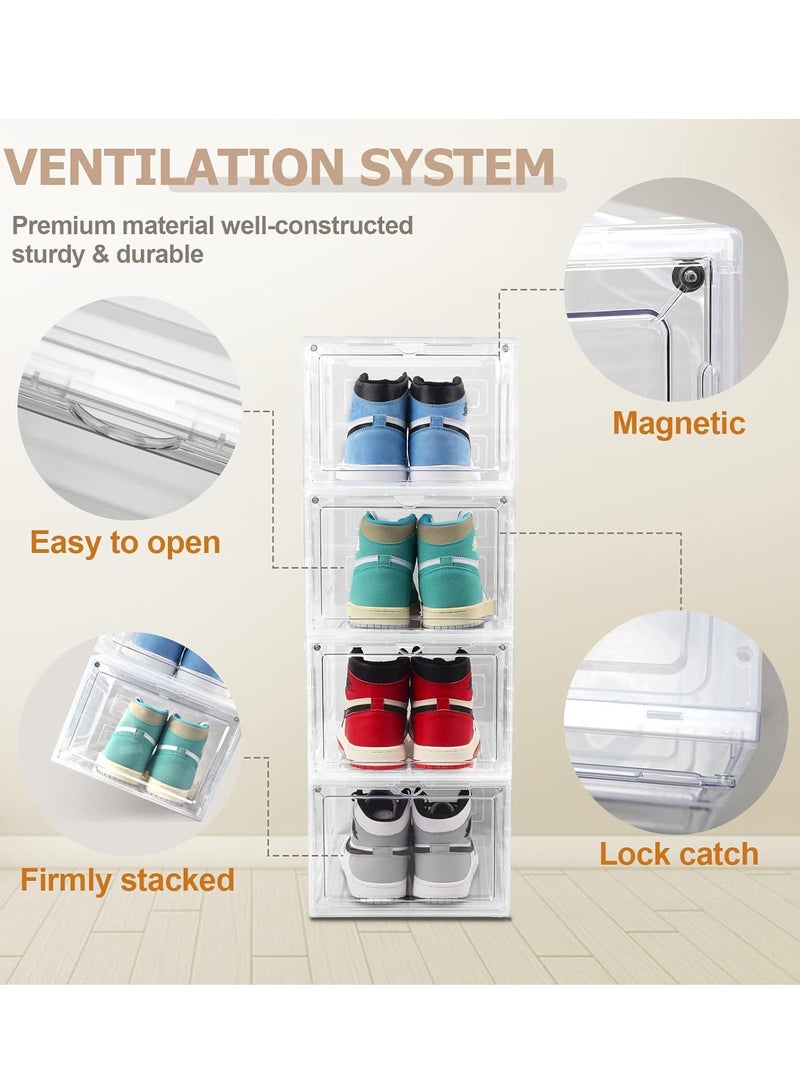 Arabest 6 Pack Shoe Storage Boxes, Stackable Shoe Box with Lids, Hard Plastic Shoe Organizer for Closet, Entryway, Bathroom & Home Decor  - Image 4