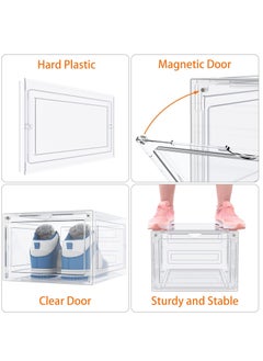 Arabest 6 Pack Shoe Storage Boxes, Stackable Shoe Box with Lids, Hard Plastic Shoe Organizer for Closet, Entryway, Bathroom & Home Decor  - Image 5