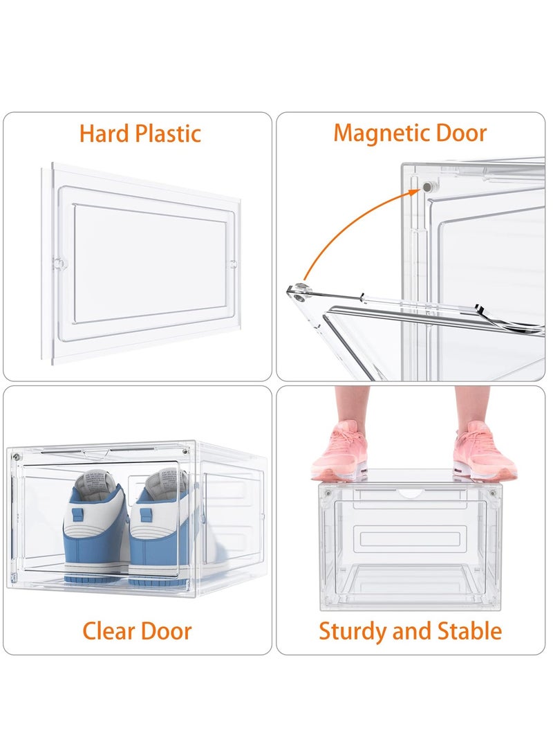Arabest 6 Pack Shoe Storage Boxes, Stackable Shoe Box with Lids, Hard Plastic Shoe Organizer for Closet, Entryway, Bathroom & Home Decor  - Image 5