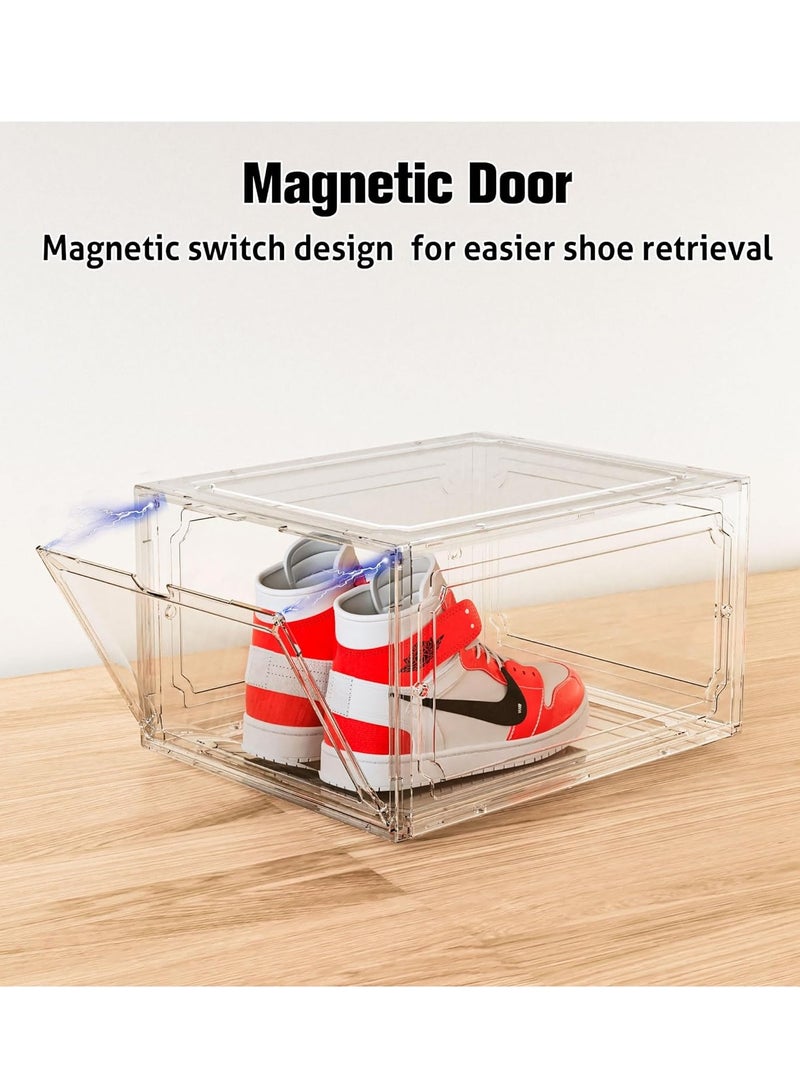 Arabest 6 Pack Shoe Storage Boxes, Stackable Shoe Box with Lids, Hard Plastic Shoe Organizer for Closet, Entryway, Bathroom & Home Decor  - Image 2