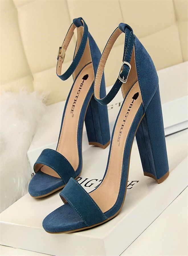 BIGTREE Stylish And Simple High-Heeled Sandals 9.5CM Blue  - Image 1