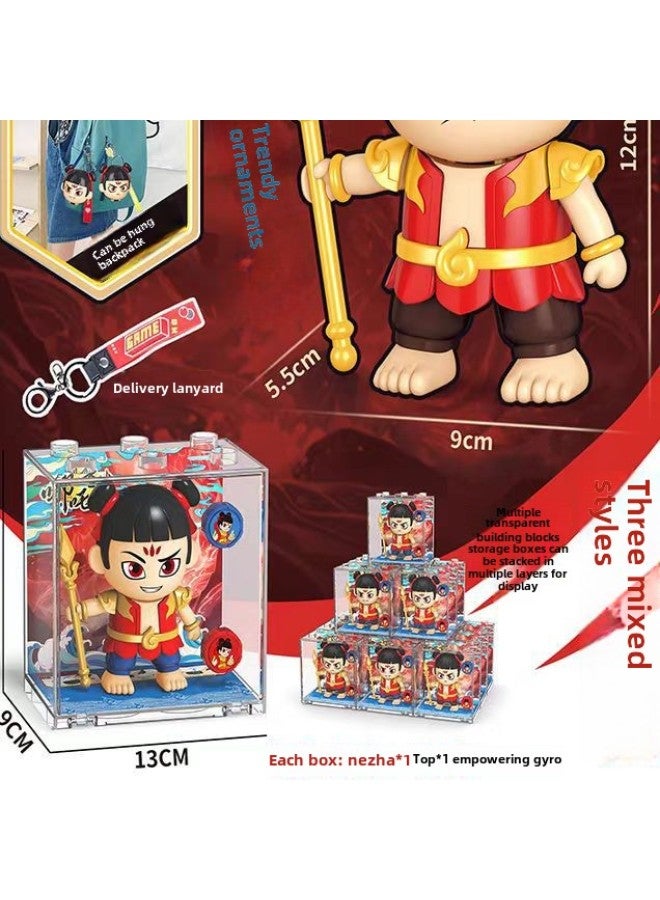 Tide Play Nezha Top Toy Acrylic Building Blocks Show Children's Toys Nezha Watch Backpack Pendant Ornaments-Color:Acrylic Box - Image 1