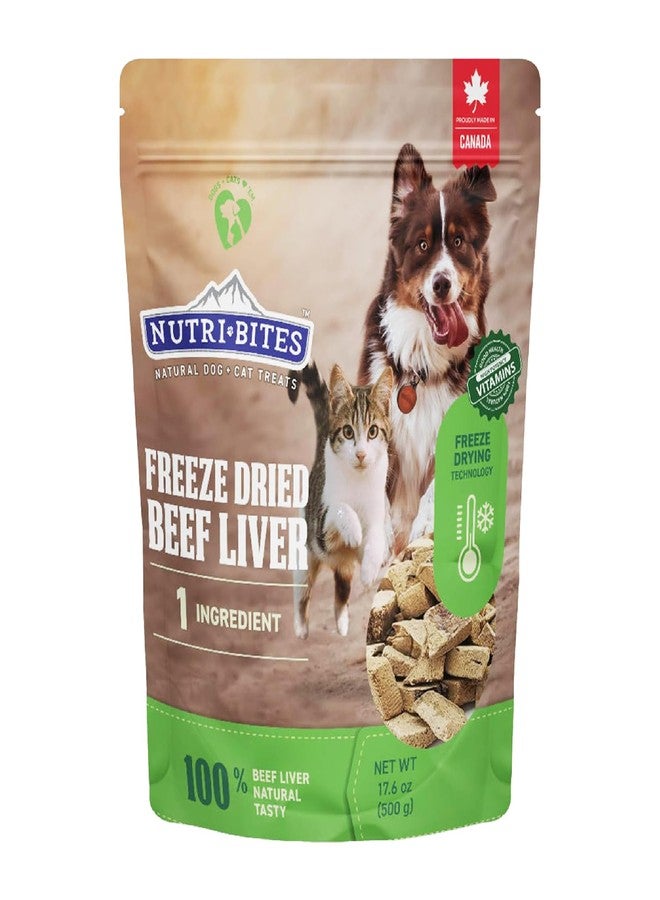 Nutri Bites Freeze Dried Beef Liver Dog & Cat Treats, Single Ingredient High Protein Pet Treats, 17.6 oz - Image 1