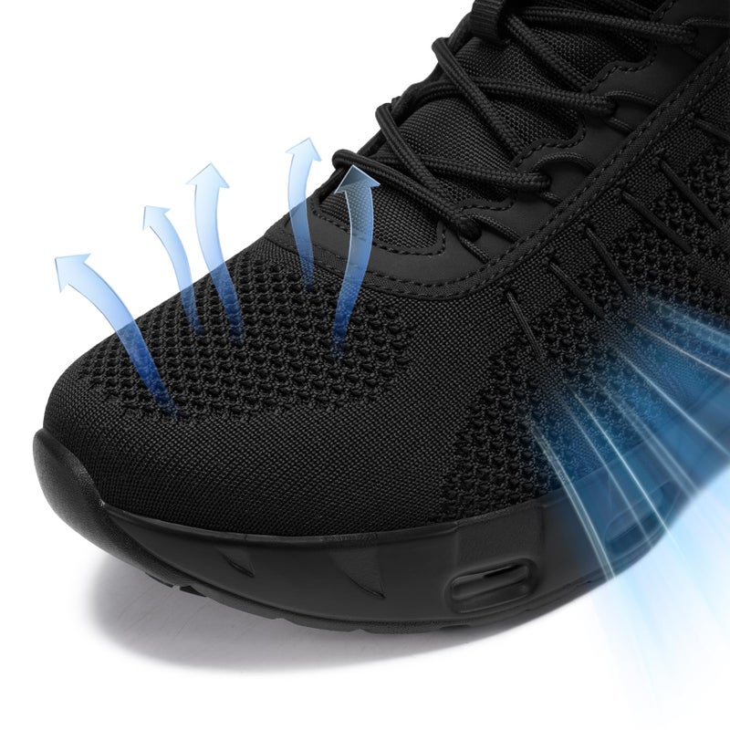 LARNMERN Mens Work Boots for Men Non Slip Chef Walking Shoes Slip Resistant Botas Botines para Hombre Hiking Ankle Mesh Food Service Footwear, Black 10.5 - Image 2