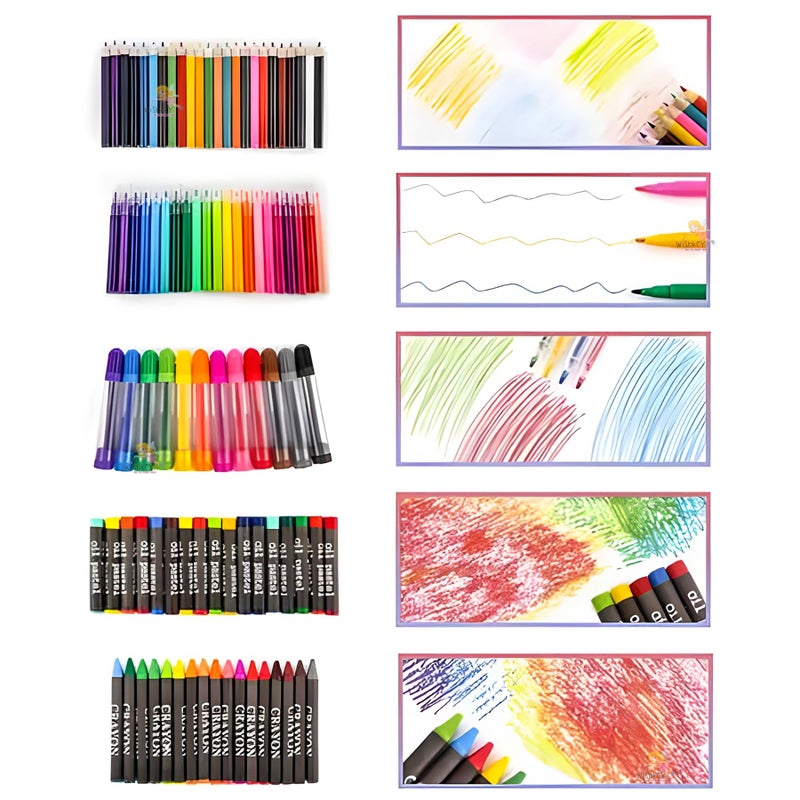 WISHKEY 150 Pieces Art Set for Kids with Case, Art and Craft Supplies Kit for Drawing and Painting, Color Set with Markers, Water Colors, Brush, Color Pencils, Crayons (Pack of 1, Multicolor) - Image 3
