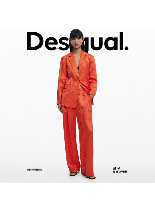 DESIGUAL سترة بلايزر طويلة الأكمام مزينة بالزهور من قماش ss25 - Image 4
