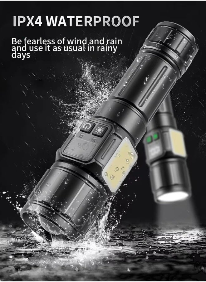 oldlaiben - High Power Led Flashlight,TG30 High-Power Long-Range Flashlight,Rechargeable Flashlight With Side Light,Zoomable Flashlight With Digital Display,Type-C USB Charge,5 Modes,Waterproof,Powerful Tactical Flashlight For Emergencies Camping Gift - Image 1