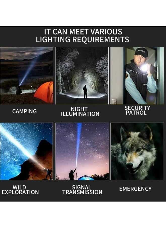 oldlaiben - High Power Led Flashlight,TG30 High-Power Long-Range Flashlight,Rechargeable Flashlight With Side Light,Zoomable Flashlight With Digital Display,Type-C USB Charge,5 Modes,Waterproof,Powerful Tactical Flashlight For Emergencies Camping Gift - Image 1