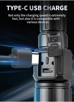 oldlaiben High Power Led Flashlight,TG30 High-Power Long-Range Flashlight,Rechargeable Flashlight With Side Light,Zoomable Flashlight With Digital Display,Type-C USB Charge,5 Modes,Waterproof,Powerful Tactical Flashlight For Emergencies Camping Gift  - Image 5