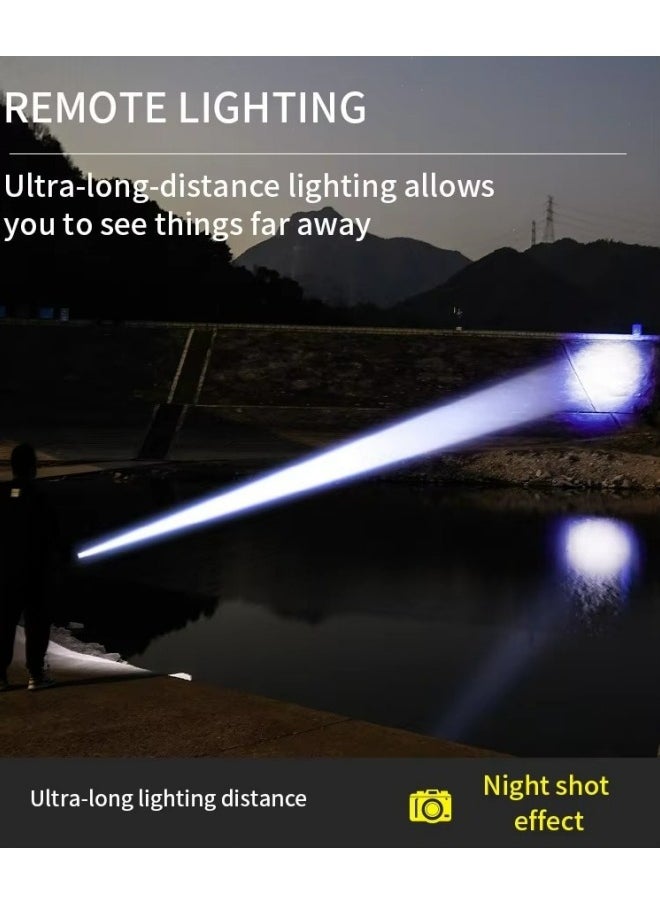 oldlaiben - High Power Led Flashlight,TG30 High-Power Long-Range Flashlight,Rechargeable Flashlight With Side Light,Zoomable Flashlight With Digital Display,Type-C USB Charge,5 Modes,Waterproof,Powerful Tactical Flashlight For Emergencies Camping Gift - Image 1