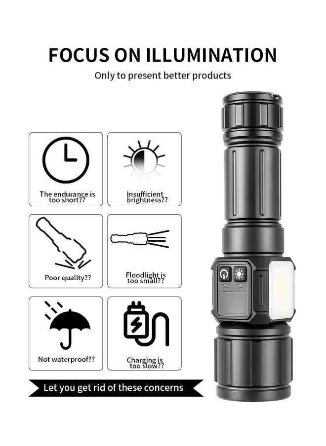 oldlaiben - High Power Led Flashlight,TG30 High-Power Long-Range Flashlight,Rechargeable Flashlight With Side Light,Zoomable Flashlight With Digital Display,Type-C USB Charge,5 Modes,Waterproof,Powerful Tactical Flashlight For Emergencies Camping Gift - Image 1