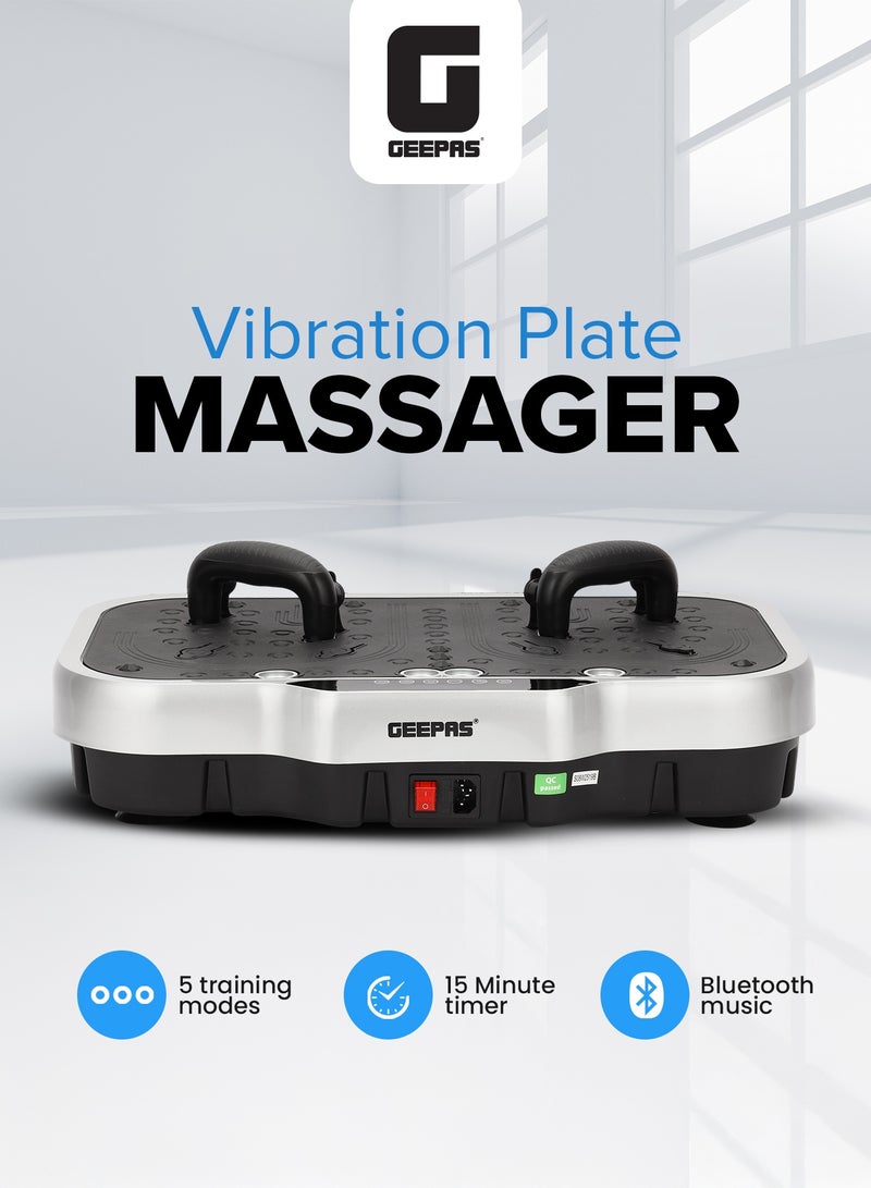 GEEPAS Vibration Plate Massager GVP86108 with 5 Training Modes and Touchscreen Display, Bluetooth Music, Adjustable Time and Speed, with Remote Control/ Perfect for Muscle Toning, Fat Burning, Blood Circulation, Reduce Stress and Tension, Improve Balance, etc./ Black, 2 Years Warranty - Image 1