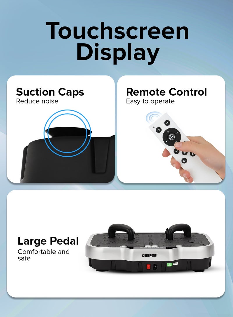 GEEPAS Vibration Plate Massager GVP86108 with 5 Training Modes and Touchscreen Display, Bluetooth Music, Adjustable Time and Speed, with Remote Control/ Perfect for Muscle Toning, Fat Burning, Blood Circulation, Reduce Stress and Tension, Improve Balance, etc./ Black, 2 Years Warranty - Image 5