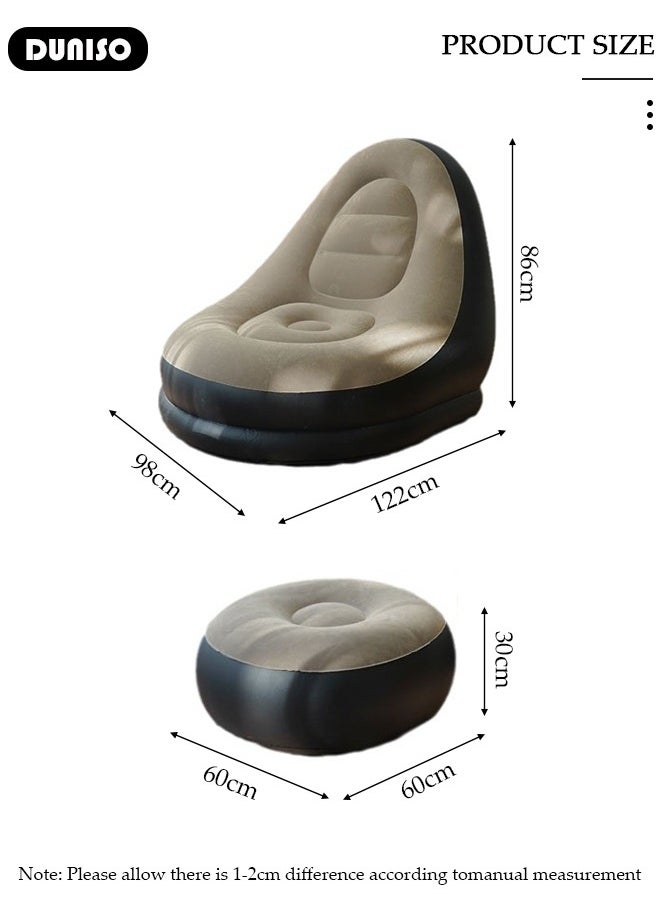 DUNISO - Foldable Inflatable Sofa,Indoor Inflatable Lounge Chair, Air Couch Footrest,Air Sofa Inflatable Couch Deck Chair,Gaming Reading & Movie Watching Lounger,Outdoor Travel Camping Picnic - Image 1