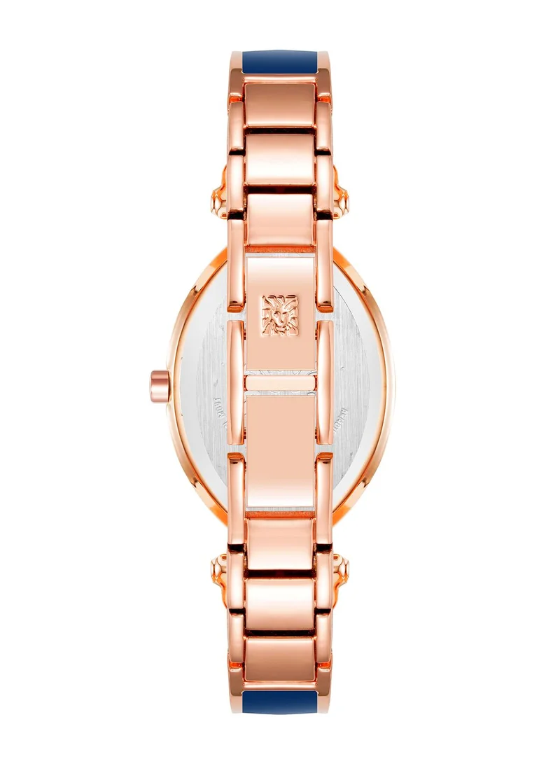 ANNE KLEIN Navy Mother Of Pearl Oval Watch