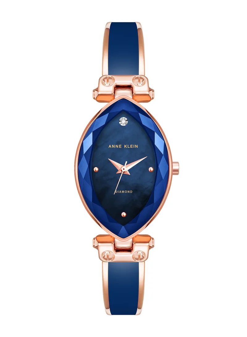 ANNE KLEIN Navy Mother Of Pearl Oval Watch