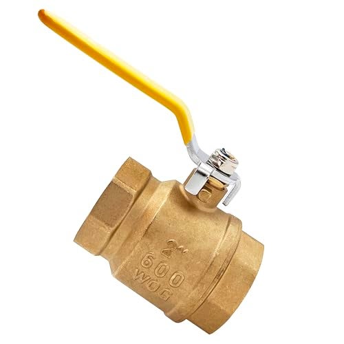 inruwo 2" Full Port Brass Ball Valve – Lead-Free Brass Valve, Female Threaded NPT Connector, Max Pressure - 150 PSI WSP 600 PSI WOG - 2 inch, 1 Pack - Image 1